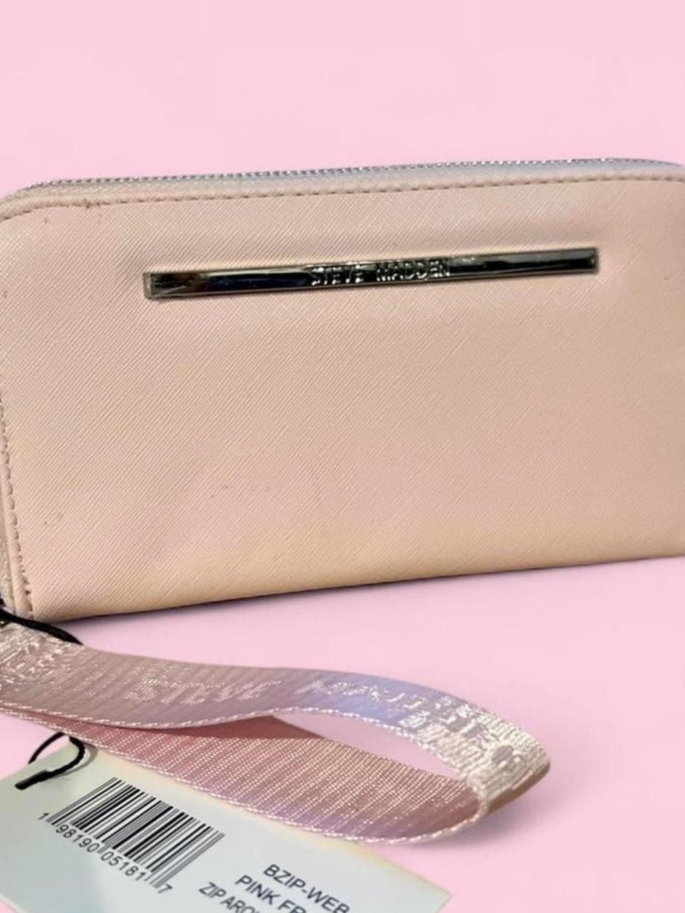 Steve Madden Blush Pink Zip-Around Wristlet Wallet